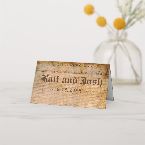 USA Declaration of Independence Parchment Seating Place Card