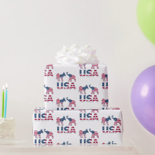 USA Democratic Donkey Republican Elephant Politics Wrapping Paper