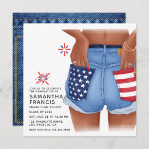 USA Denim Girl Graduation Party Invitation