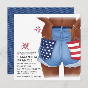 USA Denim Girl Graduation Party Invitation
