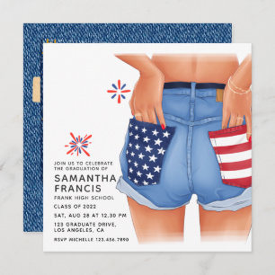 USA Denim Girl Graduation Party Invitation