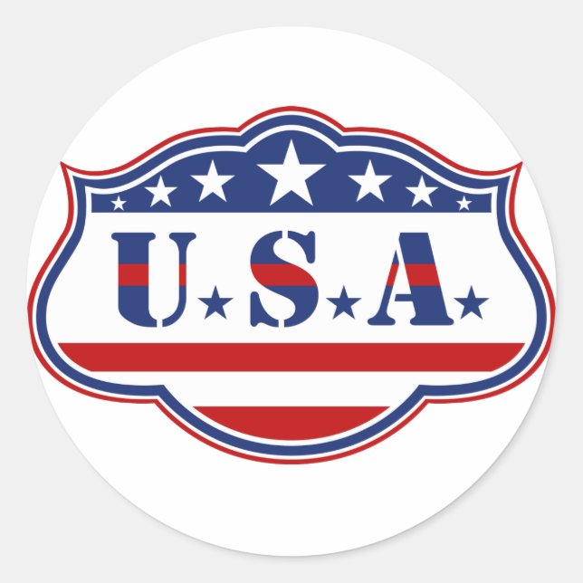 USA Design Classic Round Sticker (Front)