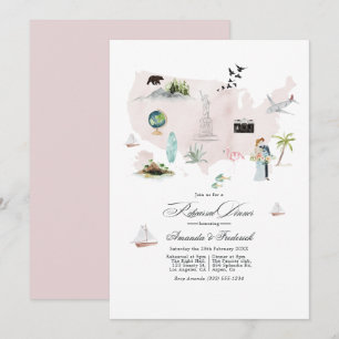 USA Destination Wedding Rehearsal Dinner Invitation