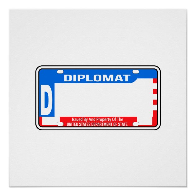 U.S Picture Poster Car Art Framed Print Diplomatic Number License Plate 