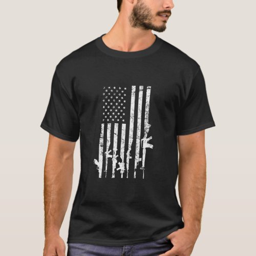 USA Distressed Flag Guns Pro Gun _ 2nd Amendment  T_Shirt