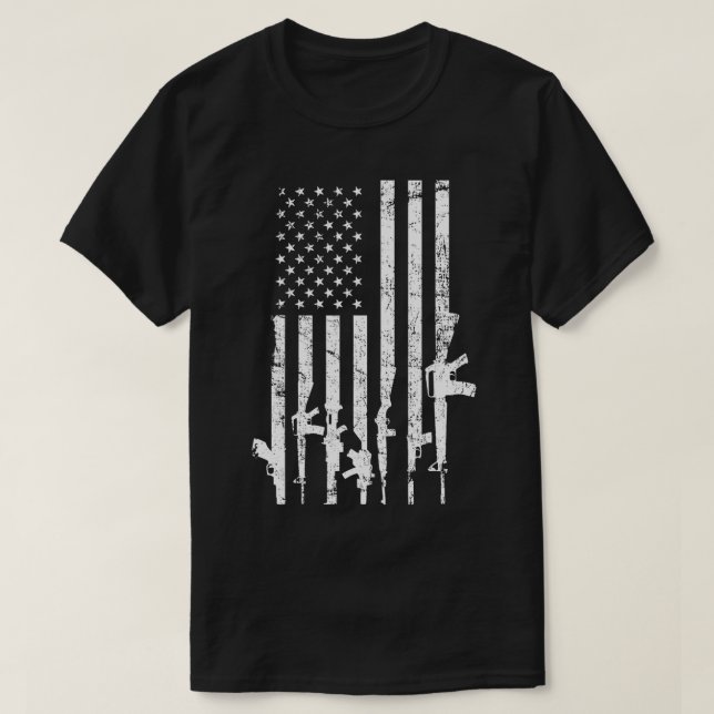 USA Distressed Flag Pro Gun Guns 2nd Amendment  T-Shirt (Design Front)