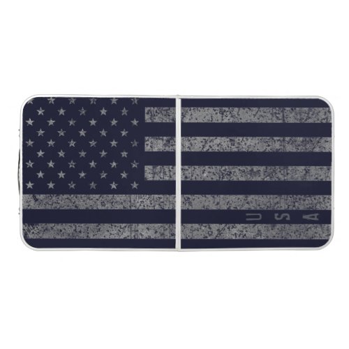 USA Distressed Text Vintage Grunge American Flag Beer Pong Table