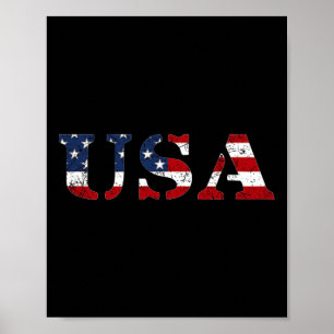 Usa Distressed Us Flag Patriotic Fourth Of July Am Poster