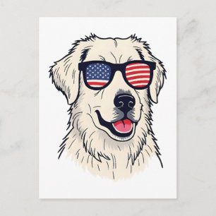 USA Dog Lover - Cool Pup with American Flag Shades Postcard