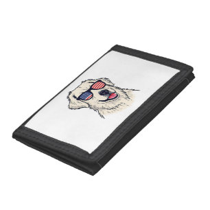USA Dog Lover - Cool Pup with American Flag Shades Trifold Wallet