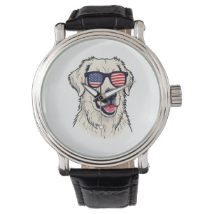 USA Dog Lover - Cool Pup with American Flag Shades Watch