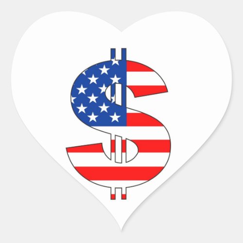 usa dollar symbol money sign heart sticker