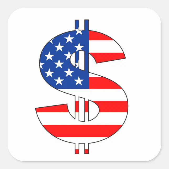 usa dollar symbol money sign square sticker | Zazzle