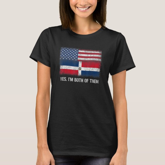 Usa Dominican Republic American Flag Dual Citizen T-Shirt (Front)