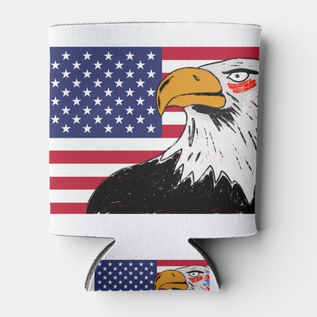 USA Drawing of an Eagle Can Cooler (Front)