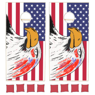 USA Drawing of an Eagle Cornhole Set