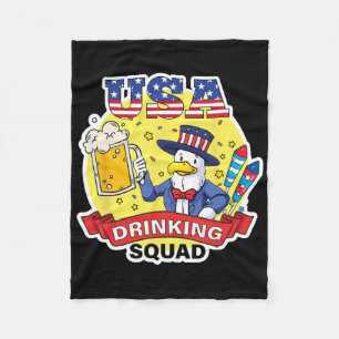 Usa Drinking Squad 4th Of July Independence Day Fu Fleece Blanket