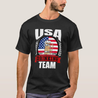Usa Drinking Team American Flag Beer Party T-Shirt
