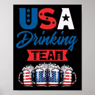 USA Drinking Team Drinking Beer Lover Independence Poster
