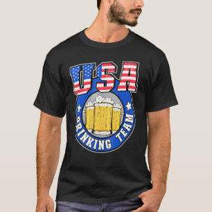 Usa Drinking Team Us American Flag 4th Of July Bee T-Shirt
