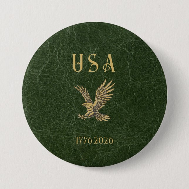 USA Eagle 1775 - 2026 Fax Green Leather  Button (Front)