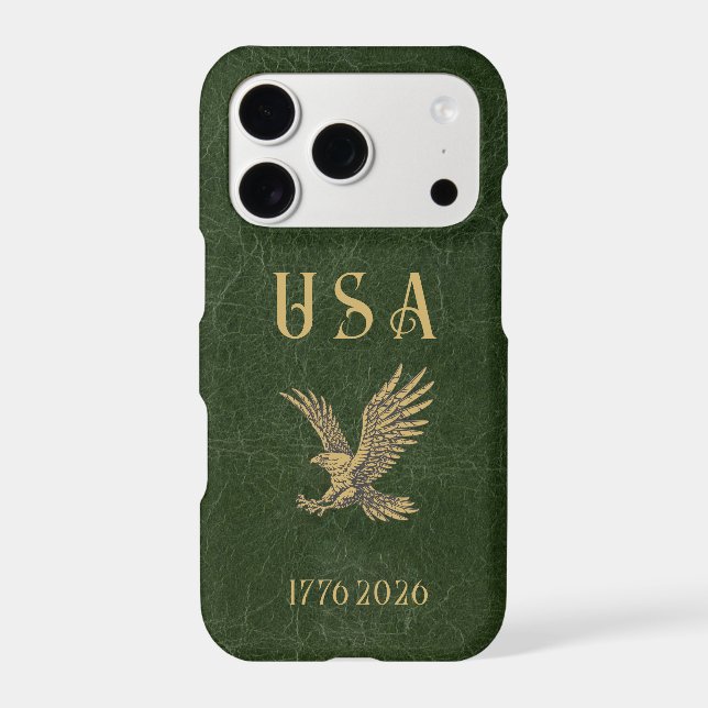 USA Eagle 1775 - 2026 Fax green leather  Case-Mate iPhone Case (Back)