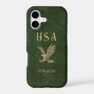 USA Eagle 1775 - 2026 Fax green leather  iPhone 17 Case