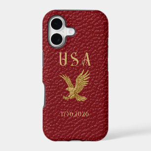 USA Eagle 1775 - 2026 Fax red leather iPhone 17 Case