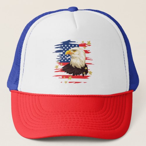 USA Eagle American Flag Stars Trucker Hat