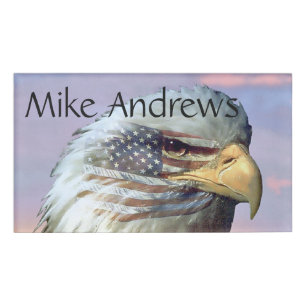 USA Eagle Bird Flag Veteran Patriot Name Tag