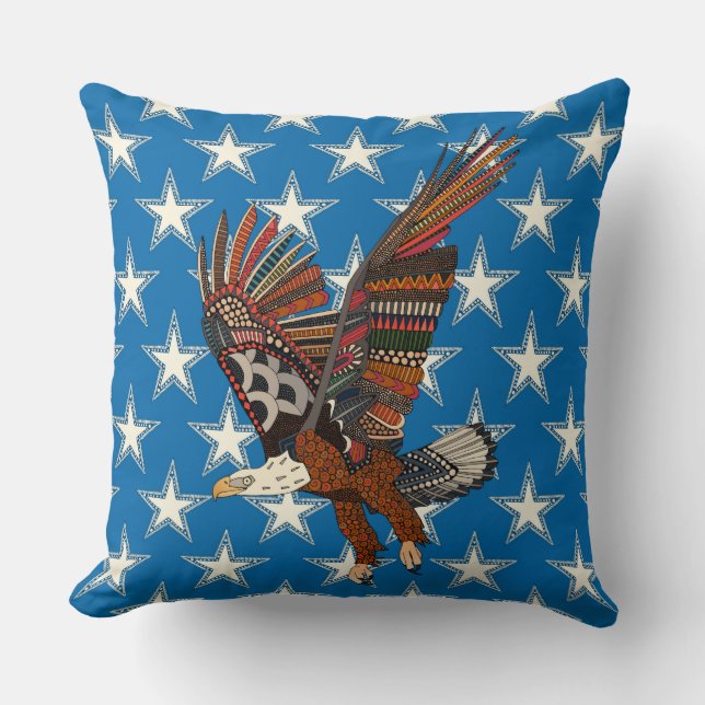 USA eagle blue Throw Pillow (Front)