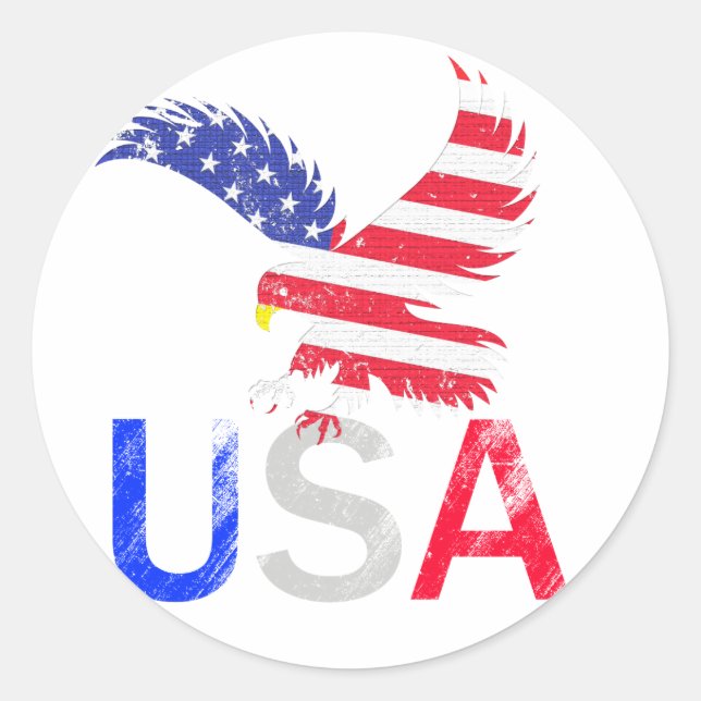 USA Eagle Classic Round Sticker (Front)