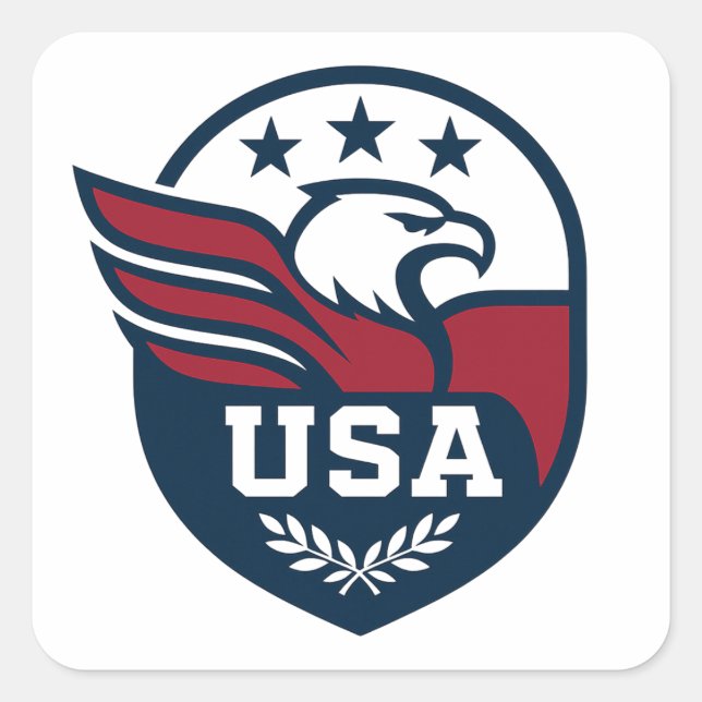 USA Eagle Crest Square Sticker (Front)