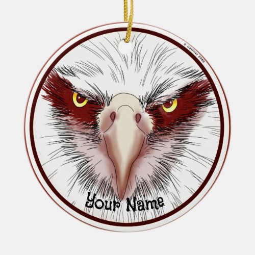 USA Eagle Head custom name  Ceramic Ornament