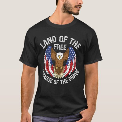 USA Eagle Land of the Free Because of the Brave 4t T_Shirt