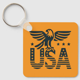 USA Eagle Patriotic Desig -Stars and Stripes Style Keychain