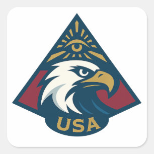 USA Eagle Pyramid Emblem — Eye of Providence Square Sticker