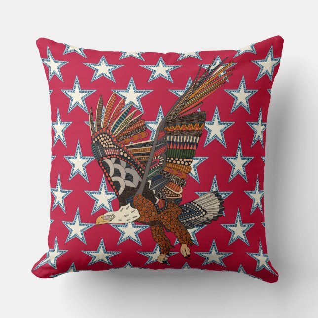 USA eagle red Throw Pillow (Front)