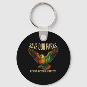 Usa Eagle Save Our Parks Resist National Park Prot Keychain