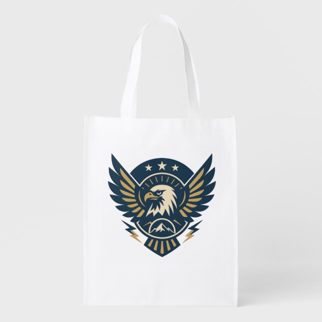 USA Eagle Shield — Vintage Flag Crest Grocery Bag (Front)