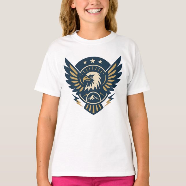 USA Eagle Shield — Vintage Flag Crest T-Shirt (Front)