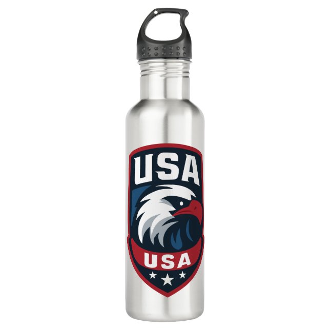USA Eagle Sports Crest Stainless Steel Water Bottle (Front)