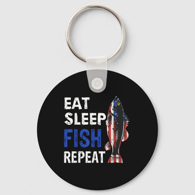 Usa Eat Sleep Fish Repeat Funny Present  Keychain (Front)