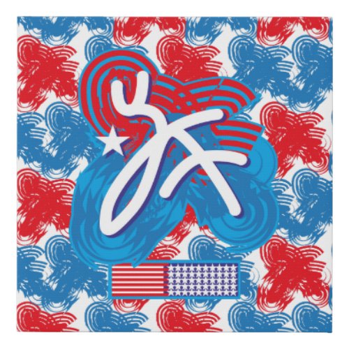 USAEEUU FLAG SIMPLIFIED TEXT BY MASANSER PIXELAT FAUX CANVAS PRINT