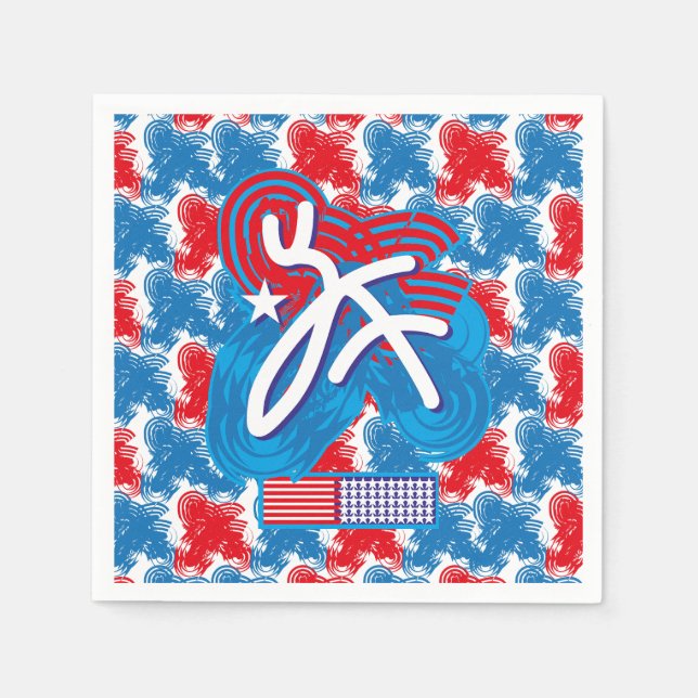 USA/EEUU FLAG SIMPLIFIED TEXT BY MASANSER PIXELAT NAPKINS (Front)