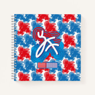 USA/EEUU FLAG SIMPLIFIED TEXT BY MASANSER PIXELAT NOTEBOOK