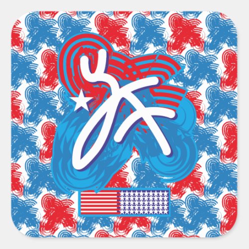 USAEEUU FLAG SIMPLIFIED TEXT BY MASANSER PIXELAT SQUARE STICKER