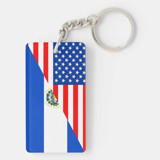 Usa El Salvador Country Half Flag America Symbol Keychain