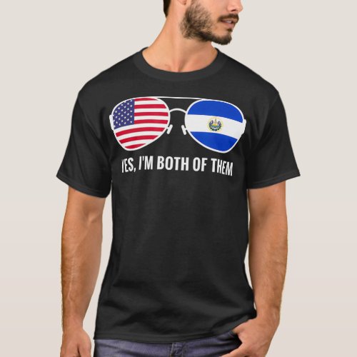 USA El Salvador Flag Sunglasses El Salvadoran mud  T_Shirt