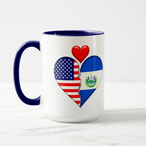 USA El Salvador Heart flags Hispanic Heritage   Mug